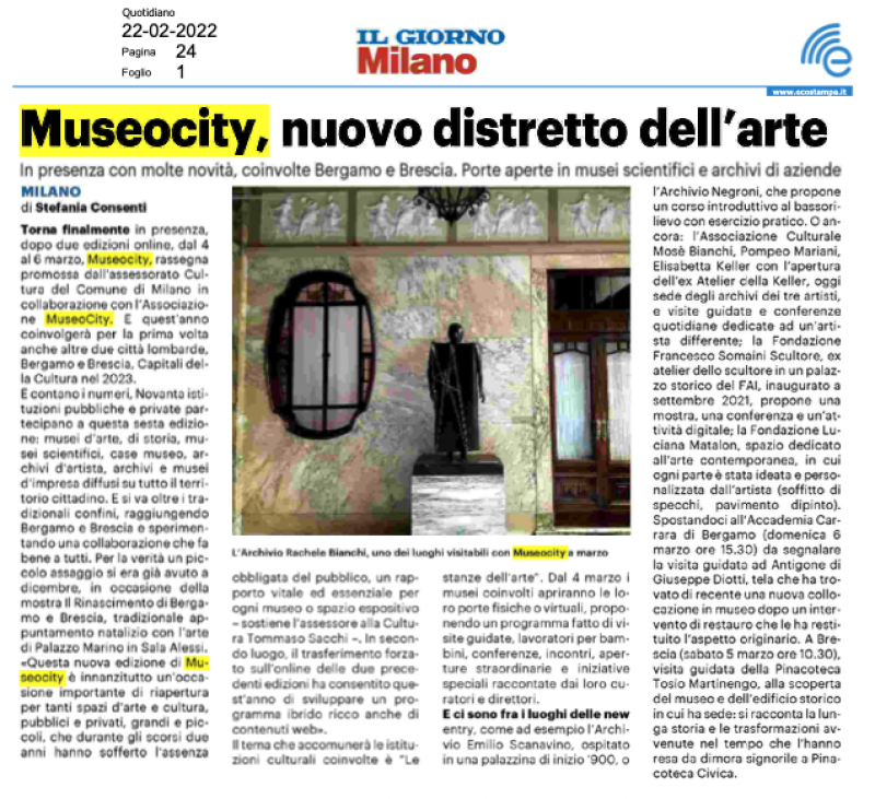 Archivio Rachele Bianchi partecipa a MuseoCity 2022